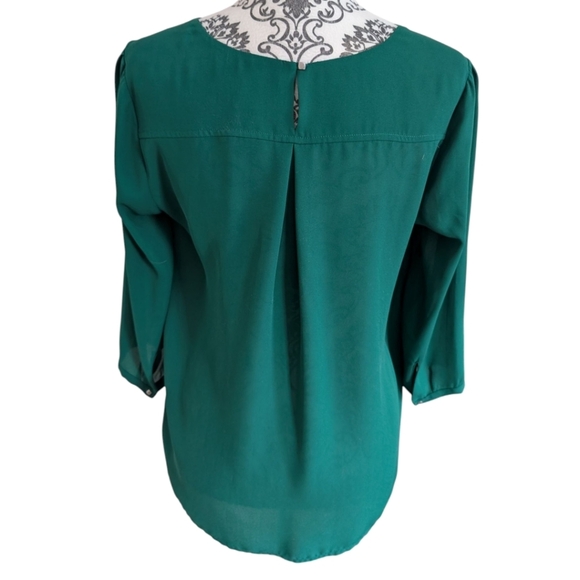 HD in Paris Anthropologie Dara Blouse Laser Cut Relaxed Fit Kelly Green Women 6 - Picture 4 of 13